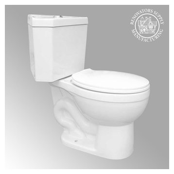 Troyt Corner 2-Pc Round Toilet White WaterSense Dual Flush with Slow Close Seat