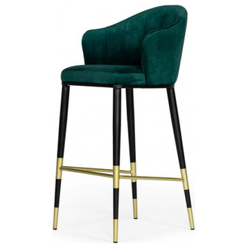Constance Modern Glam Green With Black and Gold Barstool, Set of 2