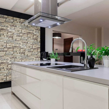 Faux Stone Accent Wall In Kitchen