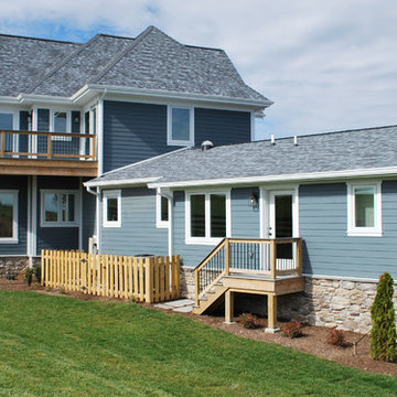 Contemporary Farmhouse Stone Exterior Backyard