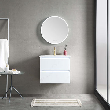 Luxury Vanity Set with Round LED Mirror