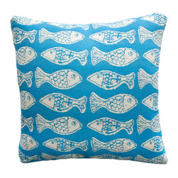 School Of Fish Caribe Blue Accent Pillow - Decorative Pillows