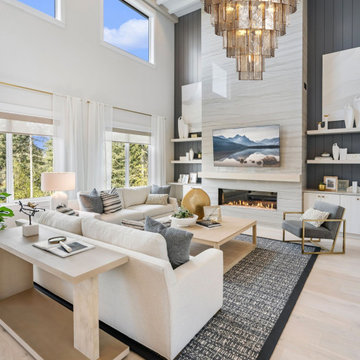 Modern Tiered Smoke Glass Chandelier for Double-Height Interiors