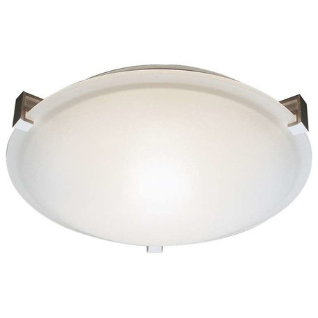 Trans Globe Frosted Clipped 20" Flush Mount, Brushed Nickel