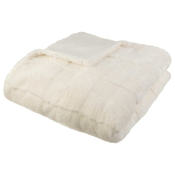 Faux Fur Blanket 60x80" Queen Size Throw Blanket, Cream