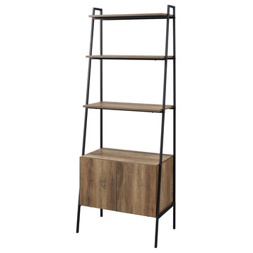 72" Industrial Modern Ladder Bookcase, Reclaimed Barnwood