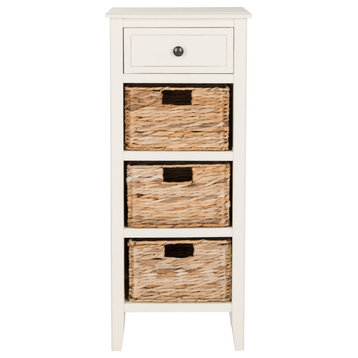 Louise Drawer Side Table, Distressed White