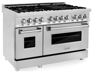 ZLINE Range with Gas Stove and Electric Oven in Stainless Steel, 48"