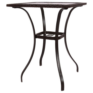 Stunning Outdoor Patio Rattan Square Table With Glass Top