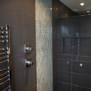 Open shower with rainshower head