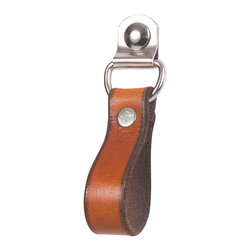 Walnut Studiolo - Leather Drawer Pull, The Burnside, Honey, Small, Nickel - Cabinet And Drawer Handle Pulls