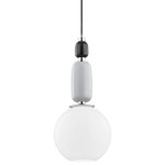 Mitzi by Hudson Valley Lighting - Camila 1-Light Pendant Polished Nickel Opal Gray And Black Gloss - Features: