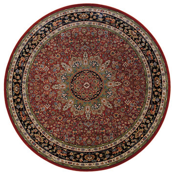 Aiden Traditional Vintage Inspired Red/Blue Rug, 8' Round