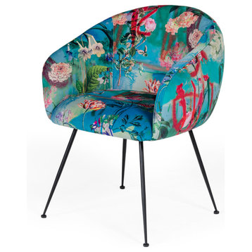 The Dahlia Dining Chair, Multi-colored, Velvet