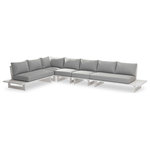 Meridian Furniture - Maldives Grey Water Resistant Fabric Outdoor Patio Modular Sectional - Create your own custom contemporary look on the deck or porch with the addition of this Maldives outdoor patio armless chair. Part of a large collection that lets you mix and match modular pieces to get the look you crave most. This modular sectional has grey water resistant fabric with a base made from white aluminum, so it's sturdy, tough, and ready to face the elements with impeccable beauty, season in and season out. Shop the contemporary pieces in this collection to create the outdoor entertaining area of your dreams.