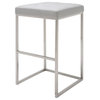 Home Square Chi 29.75" Faux Leather Bar Stool in White and Silver - Set of 2