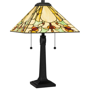 Tiffany 2 Light Table Lamp, Matte Black