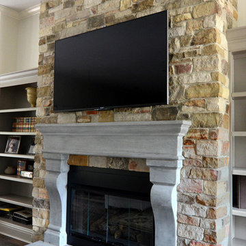 Fireplace with Stone Surround and Flat-Screen TV