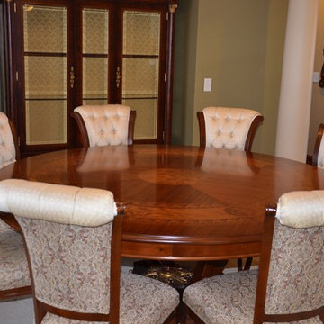 The 76" Round Dining Table with Inlay - Seating for 8