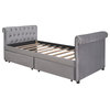 Gewnee Twin Velvet Upholstered Daybed with Drawers,Gray