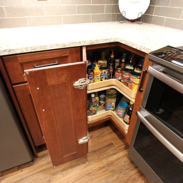 Transitional Cherry Kitchen with Beige and White Quartz Countertop ~ Akron, OH