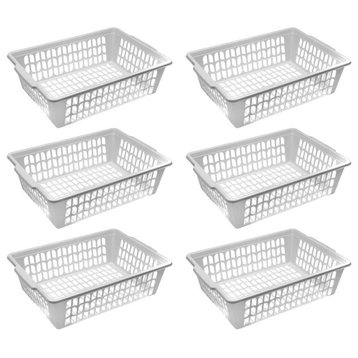 YBM Home Small Plastic Basket Paper Organizer and Letter Tray, 32-1194White, 6