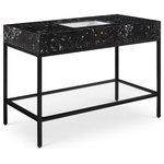 Meridian Furniture - Marmo Bathroom Vanity, Black, 48" Wide, Matte Black Finish - Give your bathroom a fresh new look with this Marmo 48-inch bathroom vanity. This eye-grabbing vanity gives your restroom a spa vibe that's oozing contemporary charm and sophistication. The black engineered stone sink features white veining for an upscale presentation and rests on a matte black-finish stainless steel base for long-lasting beauty and performance. Ceramic construction ensures durability, so you can count on this 48-inch sink lasting for the long haul.
