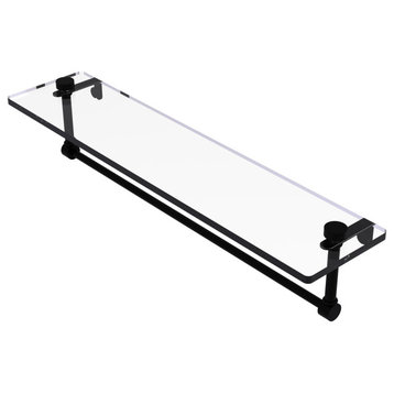 22" Glass Vanity Shelf with Integrated Towel Bar, Matte Black
