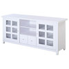 Modern TV Stand, Panel Window Cabinet Doors With Storage Drawer, White