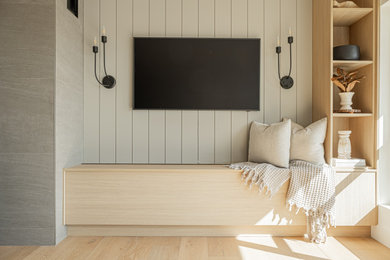 Inspiration for a small contemporary brown floor entryway remodel in Vancouver