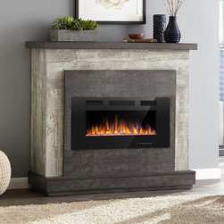 36" Insert & Wall Mounted Recessed Electric Fireplace Heater - Indoor Fireplaces