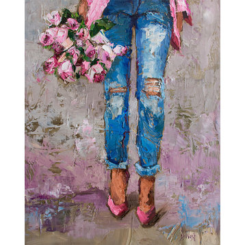 "Figurative, Fancy Floral" Canvas Wall Art by Donna J. West, 10"x14"