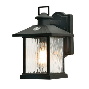 Lennon, 1-Light 12" Outdoor Wall Sconce, Black Finish/Clear Glass