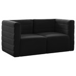 Meridian Furniture - Quincy Velvet Upholstered 2-Piece Modular Sofa, Black - Show them all that less is more with the minimalist look of this Quincy velvet cloud-like comfort modular sofa. This elegant chair features a simple design that's all about comfort and modern style. The soft black velvet upholstery is sleek to the touch, and the back of the unit features deep horizontal channel tufting for a look that wows. Because this is a modular seating option, you can pair it easily with other items in the Quincy collection to create a look you love. Latches underneath make it easy to mix and match items from the collection.
