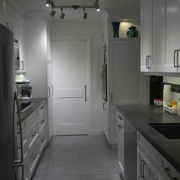 Condo White Galley Kitchen