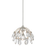 Currey & Company - Crystal Bud 1-Light Multi-Drop Pendant - The Crystal Bud 1-Light Multi-Drop Pendant dangles a flower made of delicate faceted crystals from its canopy to make the shade effervescent and graceful. The silver pendant is luminous in its mix of painted silver and contemporary silver leaf finishes. This fixture is among Currey & Company's introduction of cluster lights, which includes 1-light up to 36-light configurations. We also have a number of chandeliers and orbs, and a wall sconce in this family of fixtures.