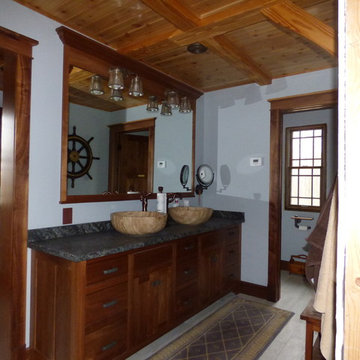 Black Walnut Master Bathroom Vanity and Mirror Frame