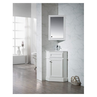 Stufurhome Hampton White 27 inch Corner Bathroom Vanity with