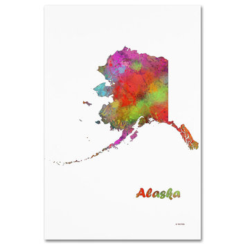 Marlene Watson 'Alaska State Map-1' Canvas Art, 12"x19"