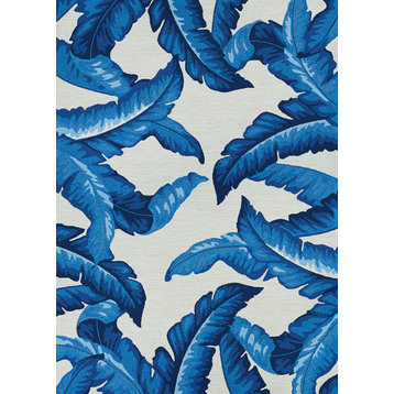 Couristan Covington Palm Leaves Indoor/Outdoor Area Rug, Blue, 2' X 4'