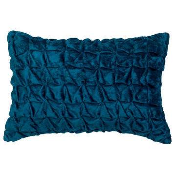 Teal Blue Velvet Textured Knotted 12"x26" Throw Pillow Cover - Teal Waters