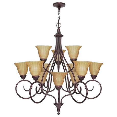 Nuvo Lighting Moulan 12-Light Chandelier, Copper Bronze