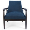 Griffin Club Chair, Navy Blue and Walnut