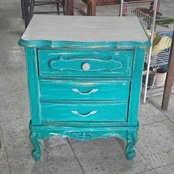 Shabby Chic Turquoise Night Stand - Nightstands And Bedside Tables