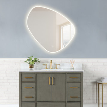 Rasso Novelty Frameless Bathroom Vanity LED Lighted Wall Mirror, 39"