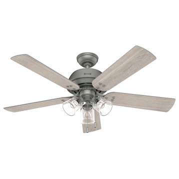 Hunter 52" Shady Grove Matte Silver Ceiling Fan, LED Kit, Pull Chain