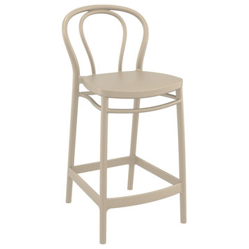 Compamia Victor Contemporary Resin Indoor Outdoor Counter Stool Taupe