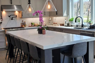 Example of a transitional kitchen design in New York