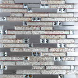 Metallic Tile Backsplash 304 Stainless Steel Crystal Glass Mosaic Diamond Tiles - Mosaic Tile