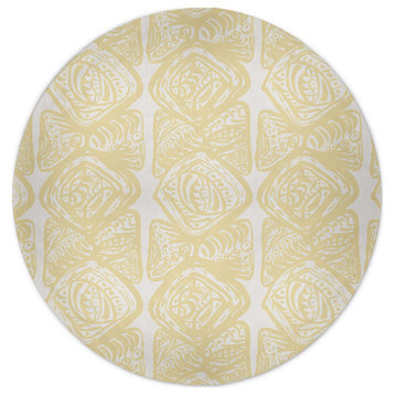 Cowry Cluster Rug, Yellow, 5' Round